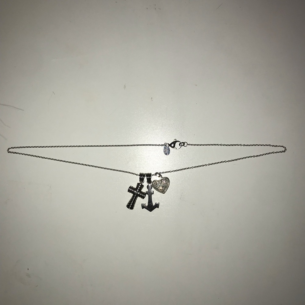 charm cross anchor heart necklace